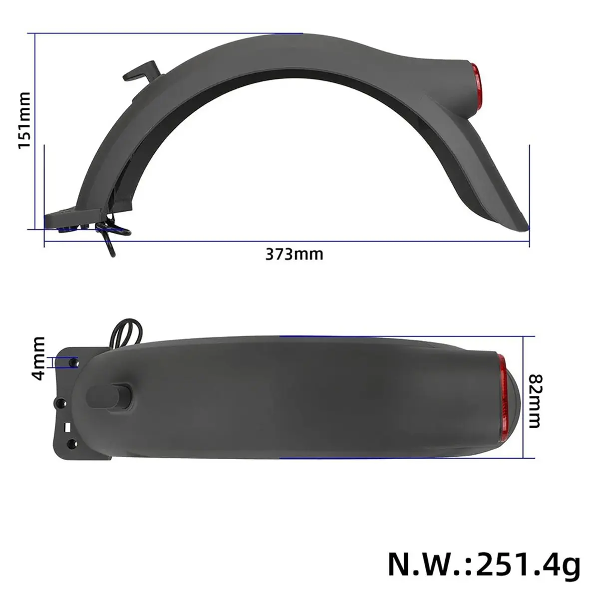 T34C Scooter Rear for 5 Plus Electric Scooter Mudguard Waterproof Cover Brake Taillights Hook Parts Assembly