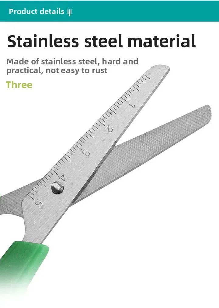 Graduated Student Scissors with Safety Ruler description 3