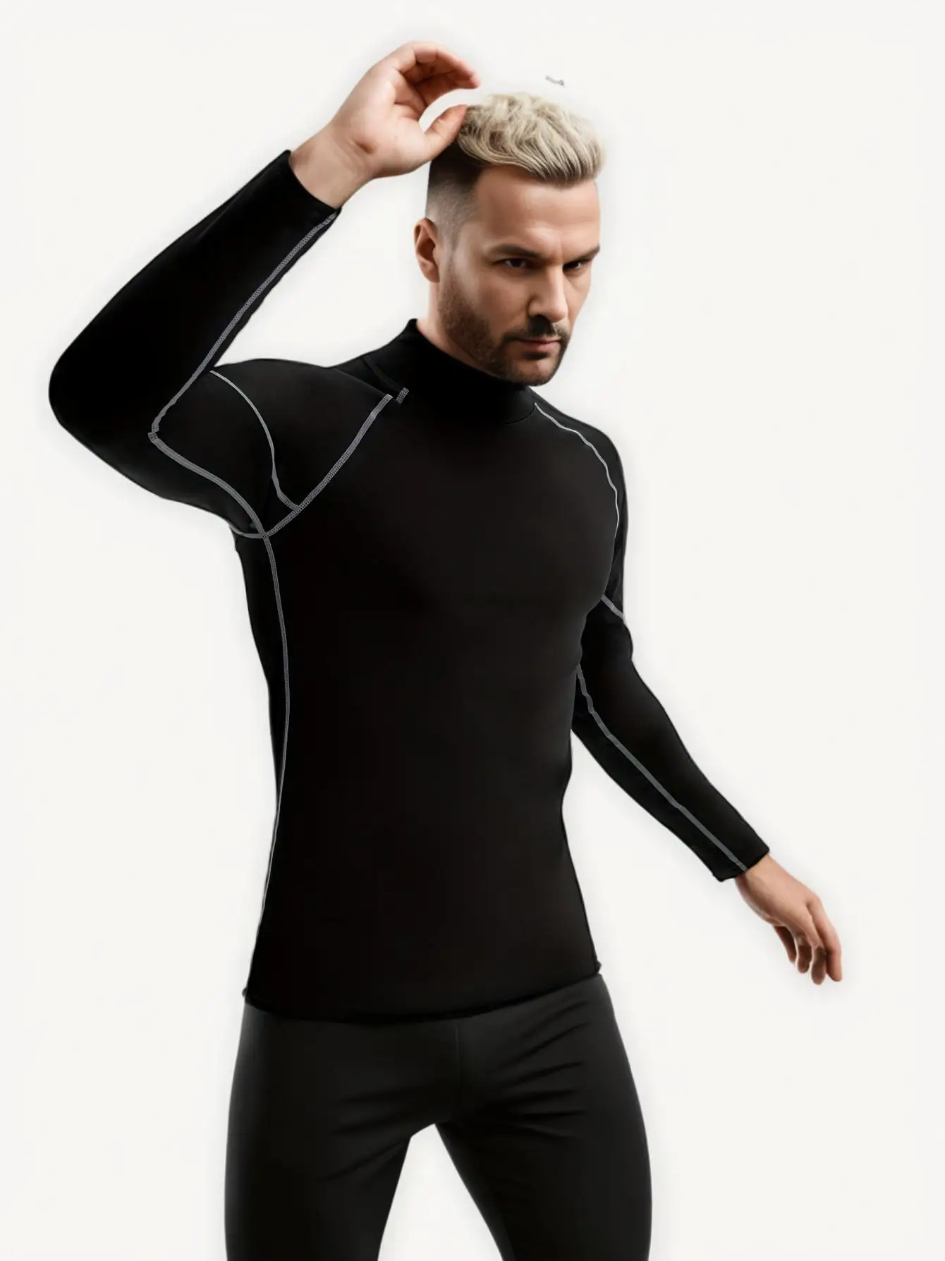 Camiseta deportiva para hombre, camisas de entrenamiento de manga larga, camisetas ajustadas de compresión para correr, ropa de entrenamiento muscular 12