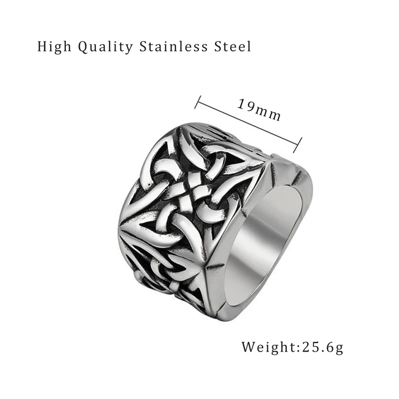 Cool Heavy Metals Celtic Knot Ring Vintage Stainless Steel Men\'s Viking Nordic Ring Unique Men Biker Jewelry Wedding Party Gifts