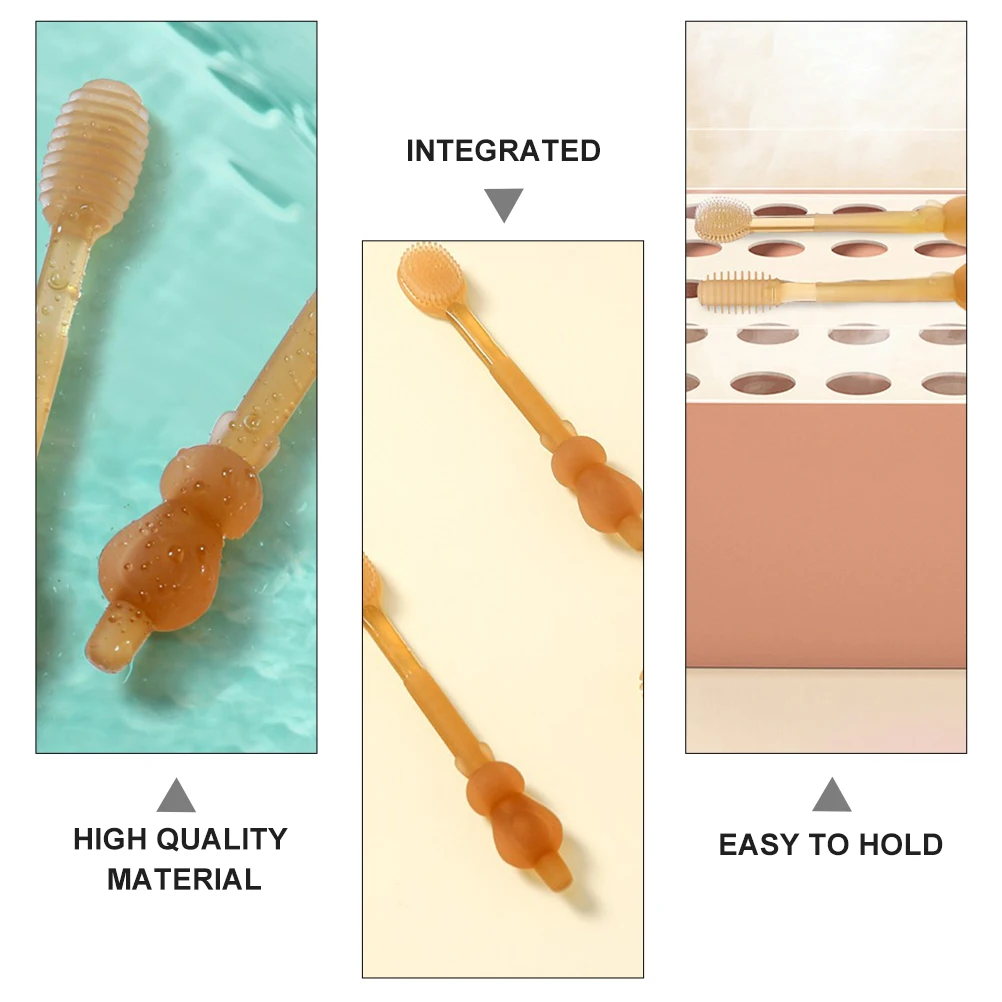 

2pcs Toothbrush Set Silicone Infant Oral Cleaning Tools Kids Tongue Scrapers Kids Toothbrushes Durable Efficient