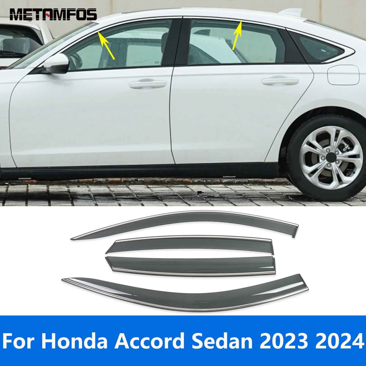 Window Visor For Honda Accord Sedan 2023 2024 Wind Deflector Sun Guard Shade Rain Shield Awning Shelter Accessories Car Styling