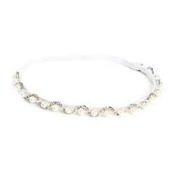 Kids Crystal Pearl Flower Headband Faux Pearl Rhinestones Headdress Child Glitter Headpiece