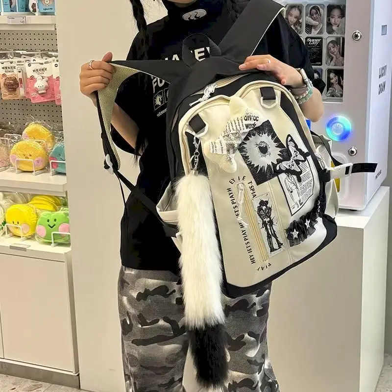 

Harajuku Backpacks Student Large Capacity Casual Cartoon Clashing Colors Backpacks For Men And Women 2026 New In Travel Bags