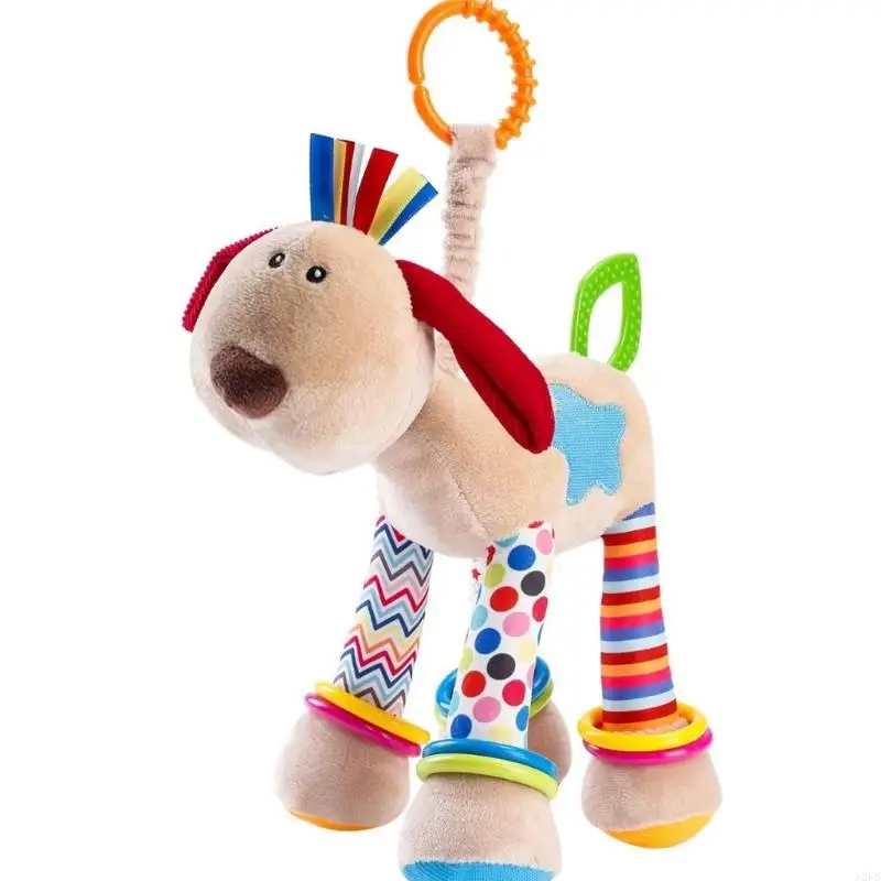Sensorische Baby Bett Glocke Krippe Mobile Cartoon Giraffe Plüsch Spielzeug mit Beißring Rassel Beruhigende Anhänger für Auto
