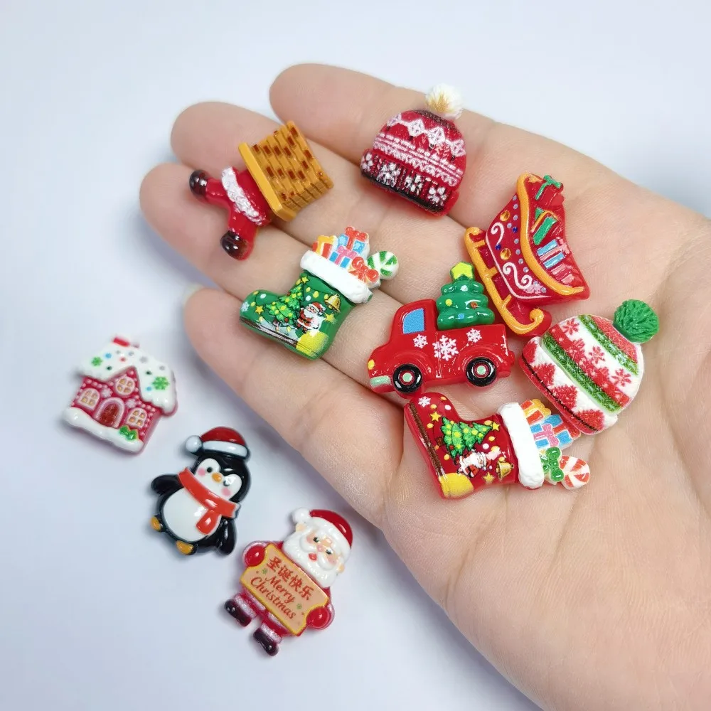 Wholesale Resin Christmas Snowman Socks Mini Flatback Cabochon DIY for Jewelry Hairpin Keychain Scrapbook Pendant