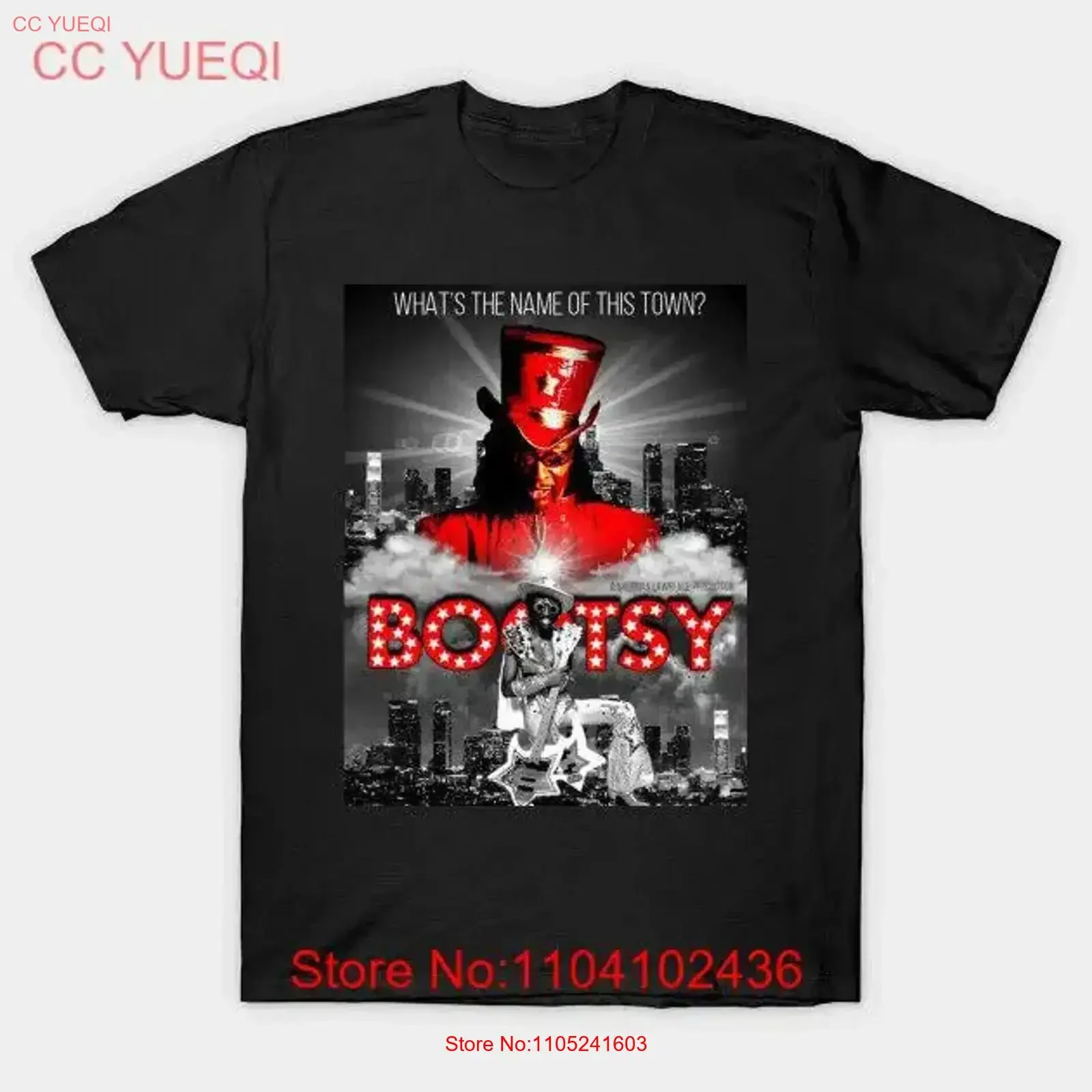 WHAT'S THE NAME OF THIS TOWN Bootsy Collins Bootsy's Rubber Band Retro T Shirt vintage Washed Versatile homme streetwear