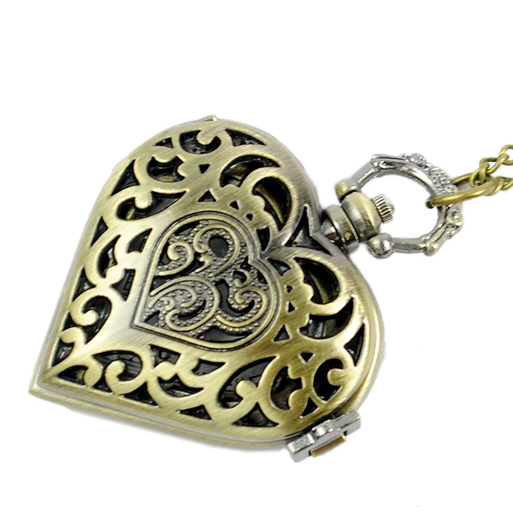 

Vintage Pocket Watch Heart Shape Creative Personalized Clothes Decoration Durable Lightweight Exquisite Detail Simple Design