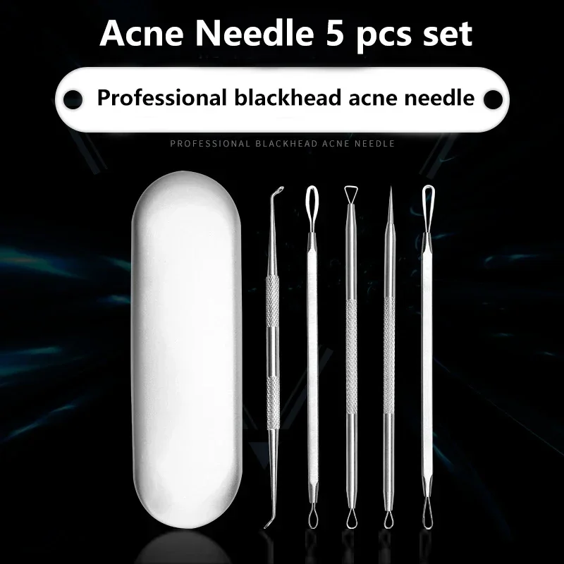 5PCS Puistje Popper Tool Acne Naalden Mee-eter Verwijdering Kit Schone Poriën Diepe Gezichtsverzorging Verwijderen Acne Mee-eter Huidverzorging gereedschap