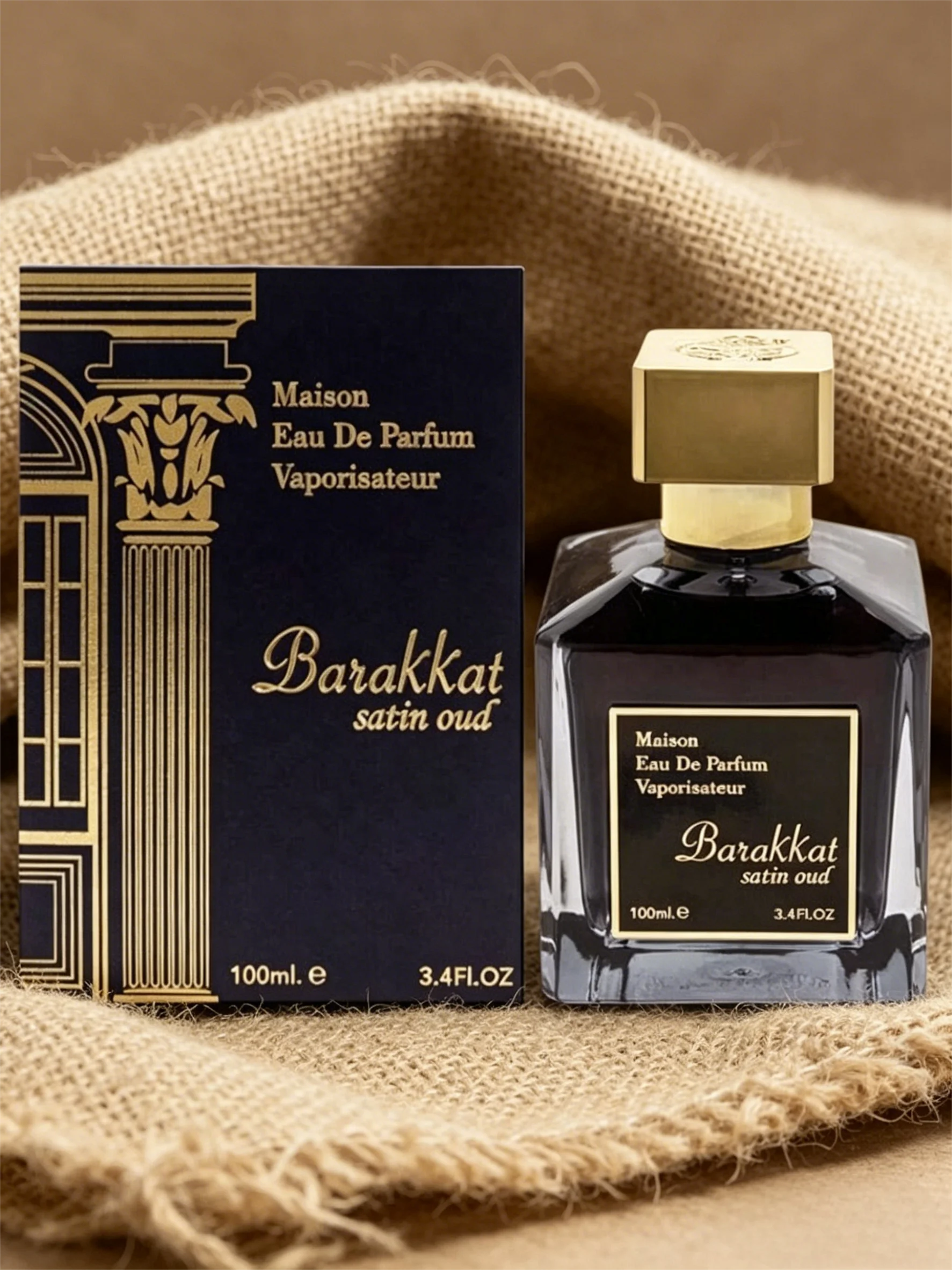 Satin Oud Unisex Eau de Parfum, 3.4 fl oz / 100ml - Luxury Oriental Woody Oud Fragrance, Long-Lasting EDP Spray for Men & Women