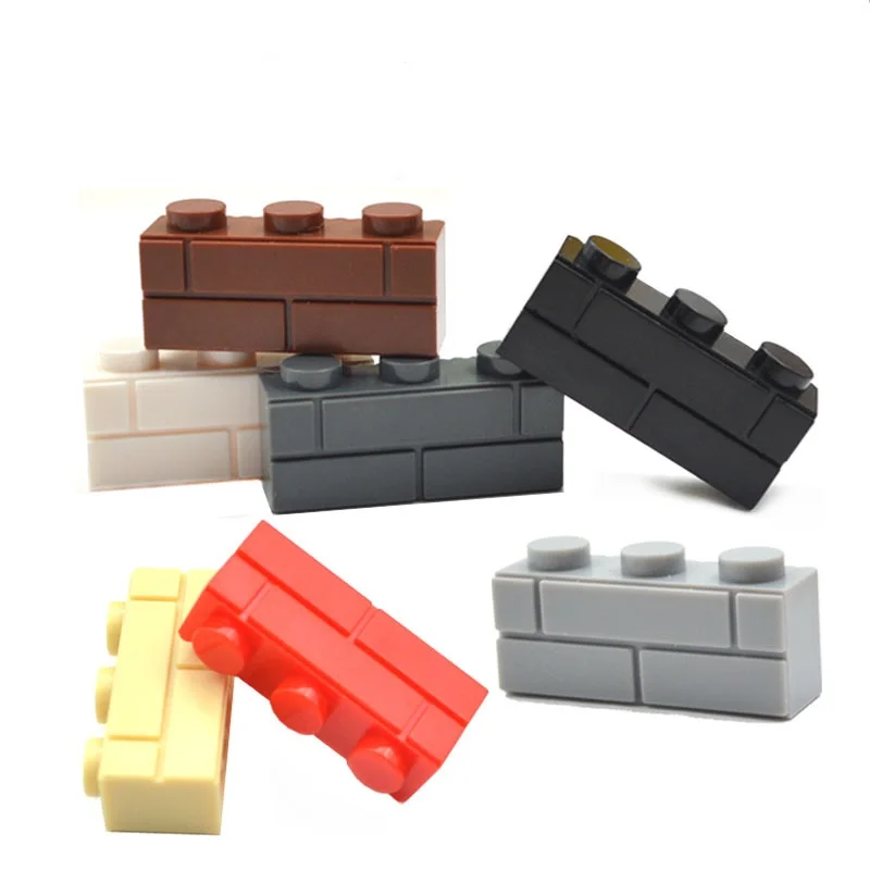 MOC 10PCS 1x3 Checkered Wall Surface Building Blocks Strip House Bricks Educational Particle Assemble Toy Children Birthday Gift