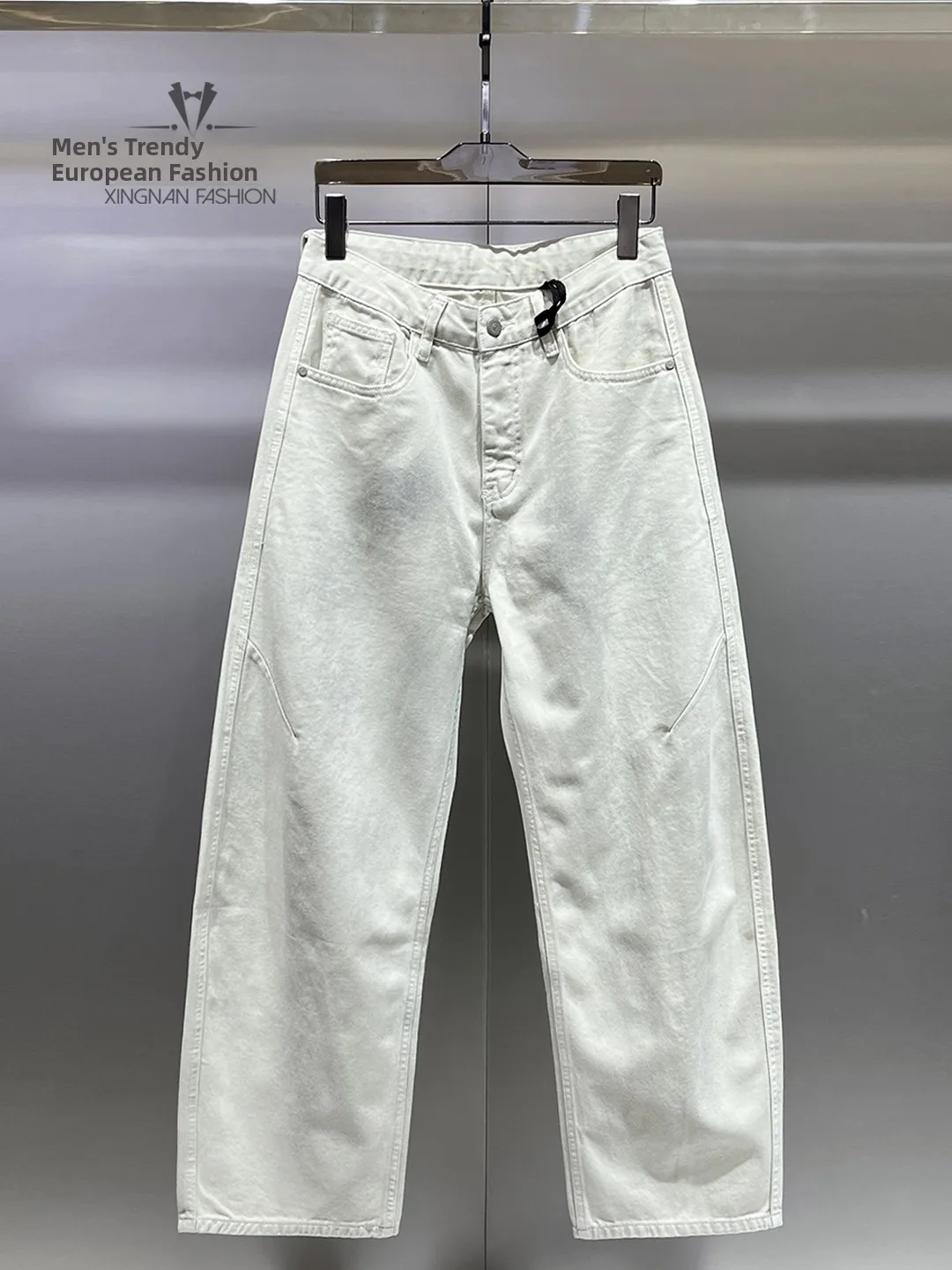 

Men's Pure Color Loose Straight Leg Jeans 2026 Spring New Sle Versatile Casual Loose Fit Jeans High Waist Zipper Closure
