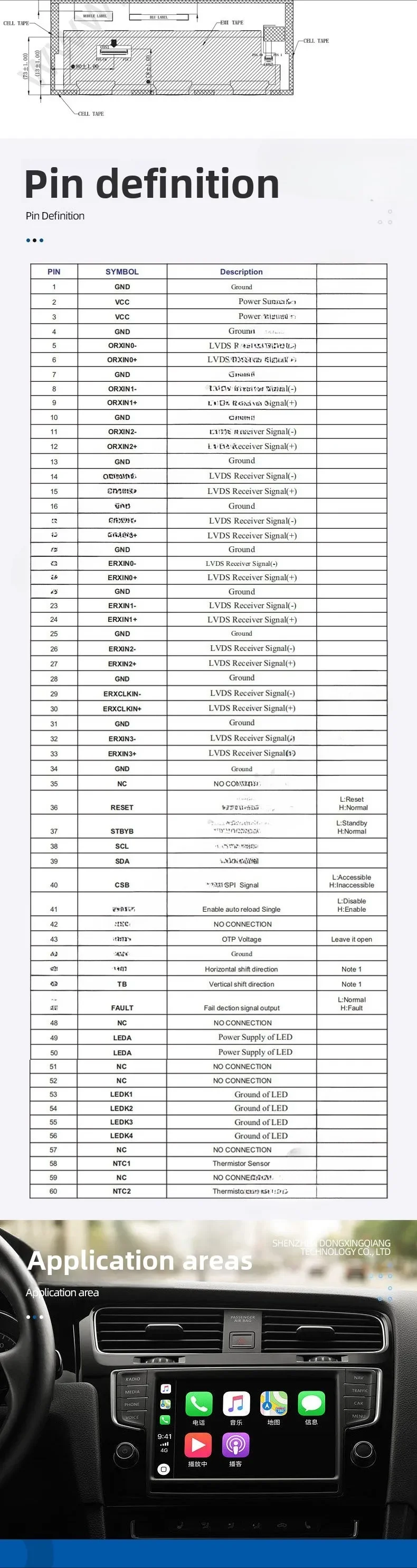 12.3 بوصة 1920*720 عالية الوضوح IPS شاشة LCD LVDS سيارة الملاحة آلة الإعلان خزانة المفاتيح الذكية