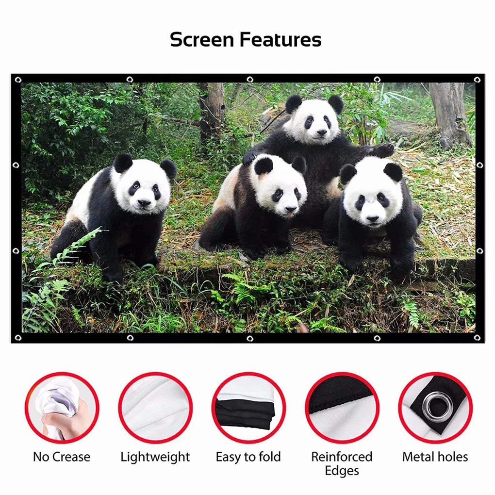 Projector Curtain Reflective HD 16 9 Projection Screens Theater 120