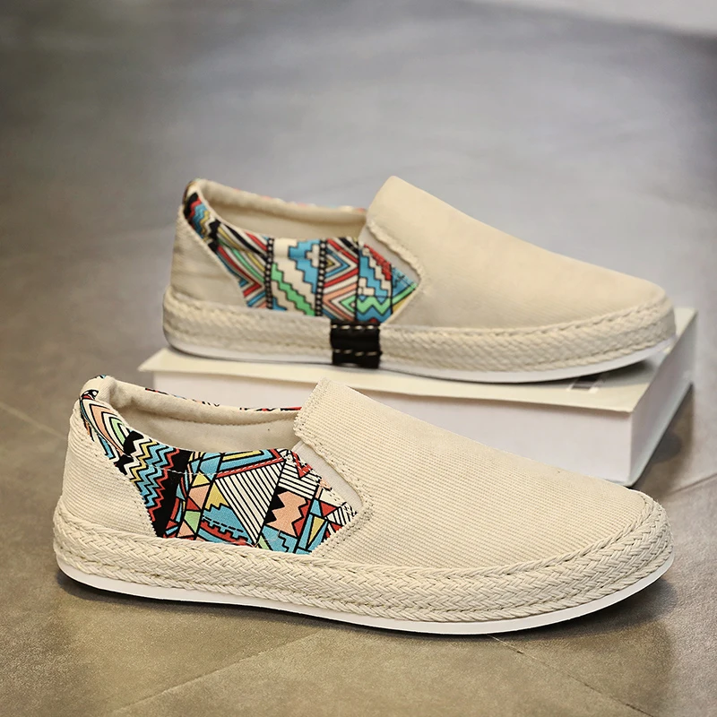 

Мужские парусиновые туфли на плоской подошве, лоферы из льняной ткани в рыбацком стиле, летние мужские кроссовки, новый стиль, кроссовки, мужская повседневная обувь, мужская