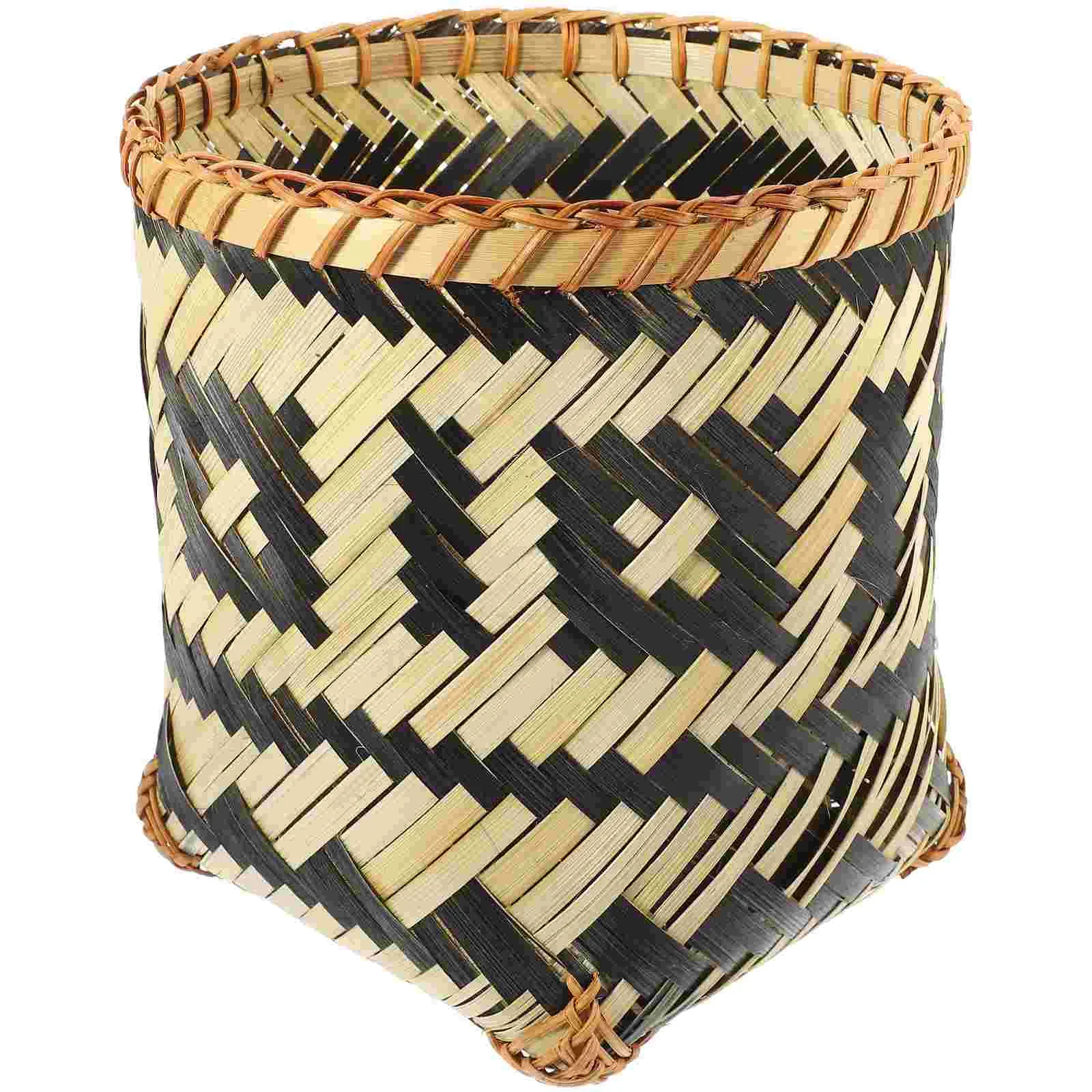 

Корзина для мусора из ротанга, бамбуковый мусорный бак, мусорный чехол, мусорная бумага для спальни, тканый органайзер для мусора, офис