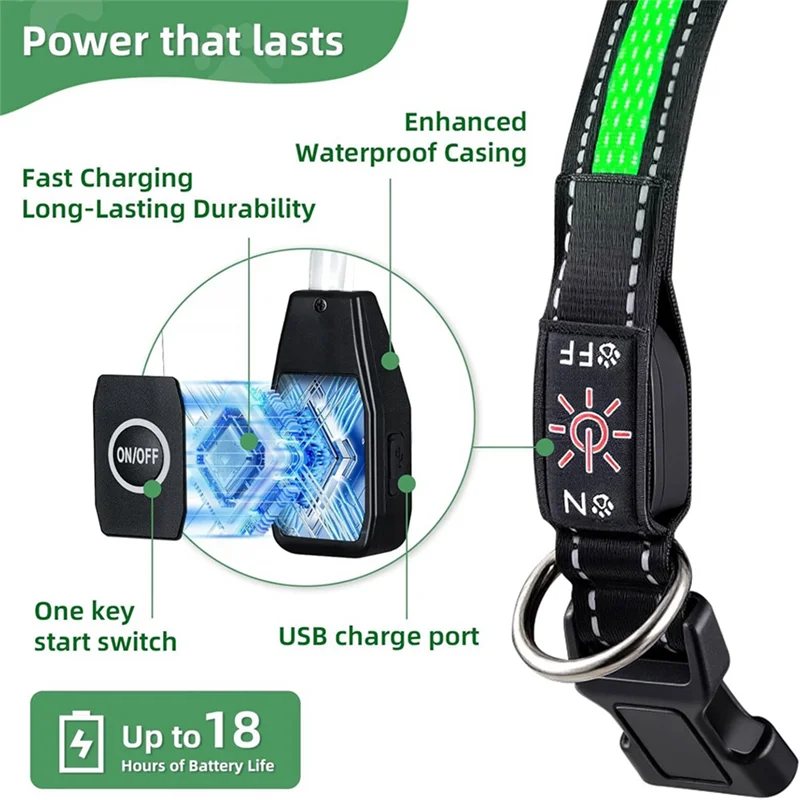 

-A95Z LED Light Up Dog Collar Rechargeable Waterproof Safety Collars USB Rechargeable Dog Collar