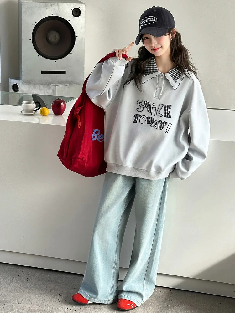 

Spring Faion irt Sweatirt Two-Piece Set for Girls Big Kids Sports Casual Middle School Students Clothing Set