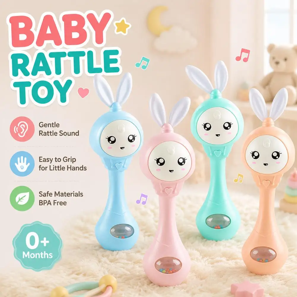 Music and Shine Rattle Toys Rabbit Intelligent Baby Rattles Smart Bunny Smarty Media Smart Shake Newborn Early Educational Toy