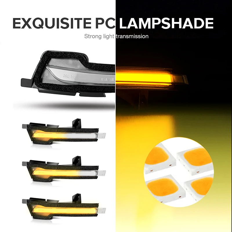 2Pcs For Ford Mustang 2015-2021 LED Dynamic Side Mirror Lights Car Turn Signal Blinker Lamps Canbus Amber OEM#FR3Z-13B374-A - Image 4