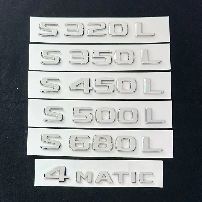 

ABS Black Chrome Letters 3D Car Trunk Letters Badge For Mercedes Benz S320L 350L 450L 500L 560L 650 680 Logo Sticker Accessories