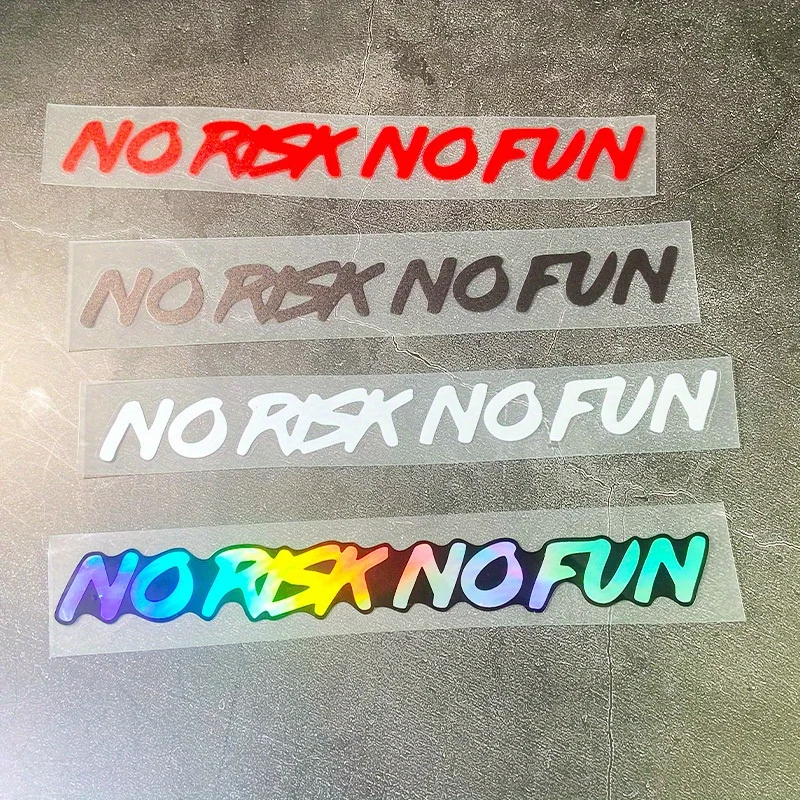 

NO RISK NO FUN Motorcycle Helmet Stickers Waterproof for Motorcycle Fuel Tanks Side Panels DIY Car Windows Universal Vinyl Decal