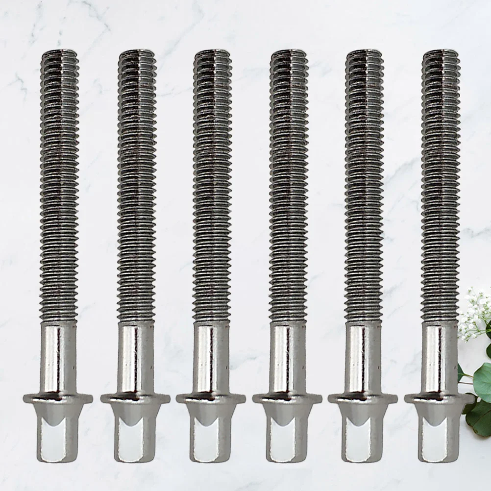 

6 Pcs Carbon Steel Threaded Knurled Thumbscrew Bass Drums Lugs Hardware Metal Flat Washers Stainless Percussion Accessories