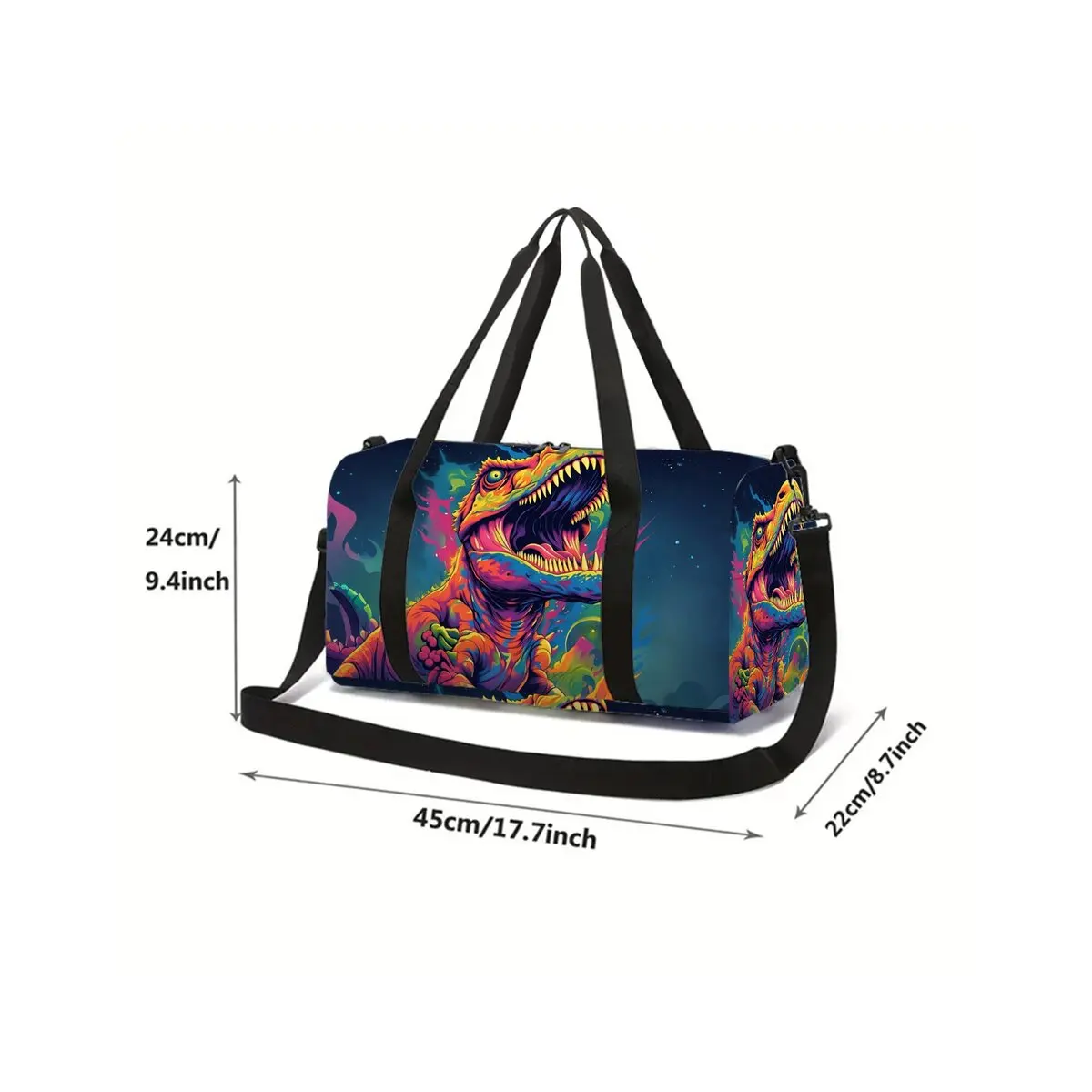 Dinosaur Print Large Capacity Luggage Bag for Boy/Girl Best Gift 2D Flat Cartoon Travel Duffels Outdoor Fitness Bag for Children