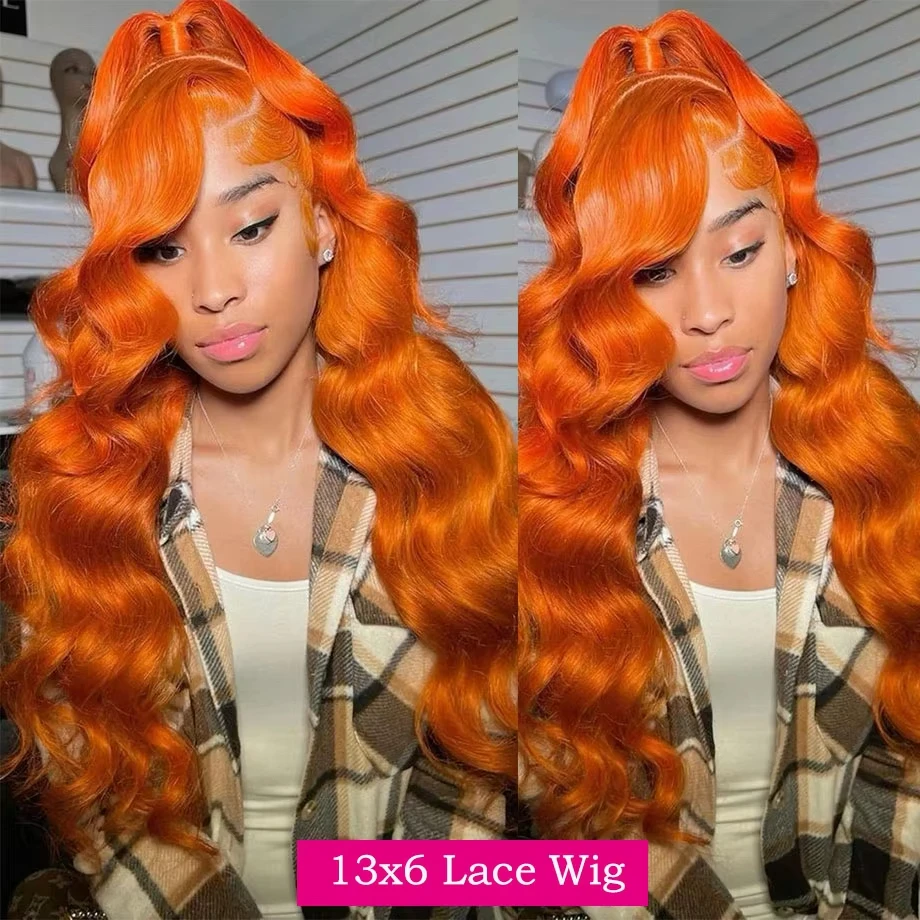 13x6 HD Lace Frontal Wig Ginger Human Hair Wig 13x4 HD Body Wave Human Hair Wigs 200 Density Brazilian Hair Wigs for black women