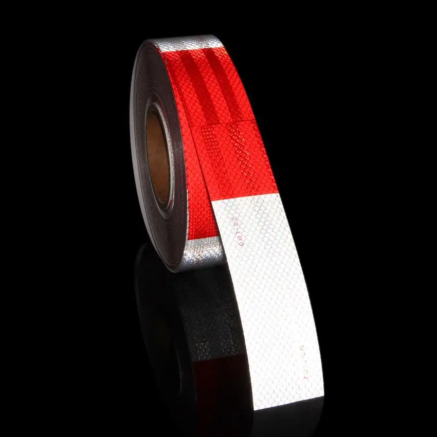 2 ''Dot Wit Rood Prismatic Zelfklevende Reflecterende Sticker Waarschuwing Strip Auto-Styling Decal Corrosiebestendigheid Reflector tape