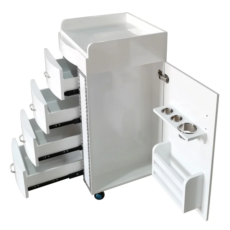 New Beauty Salon Car Retro Trolley Barbershop Tool Car Hair Salon Special Hand Push Ironing and Dyeing Cabinet European