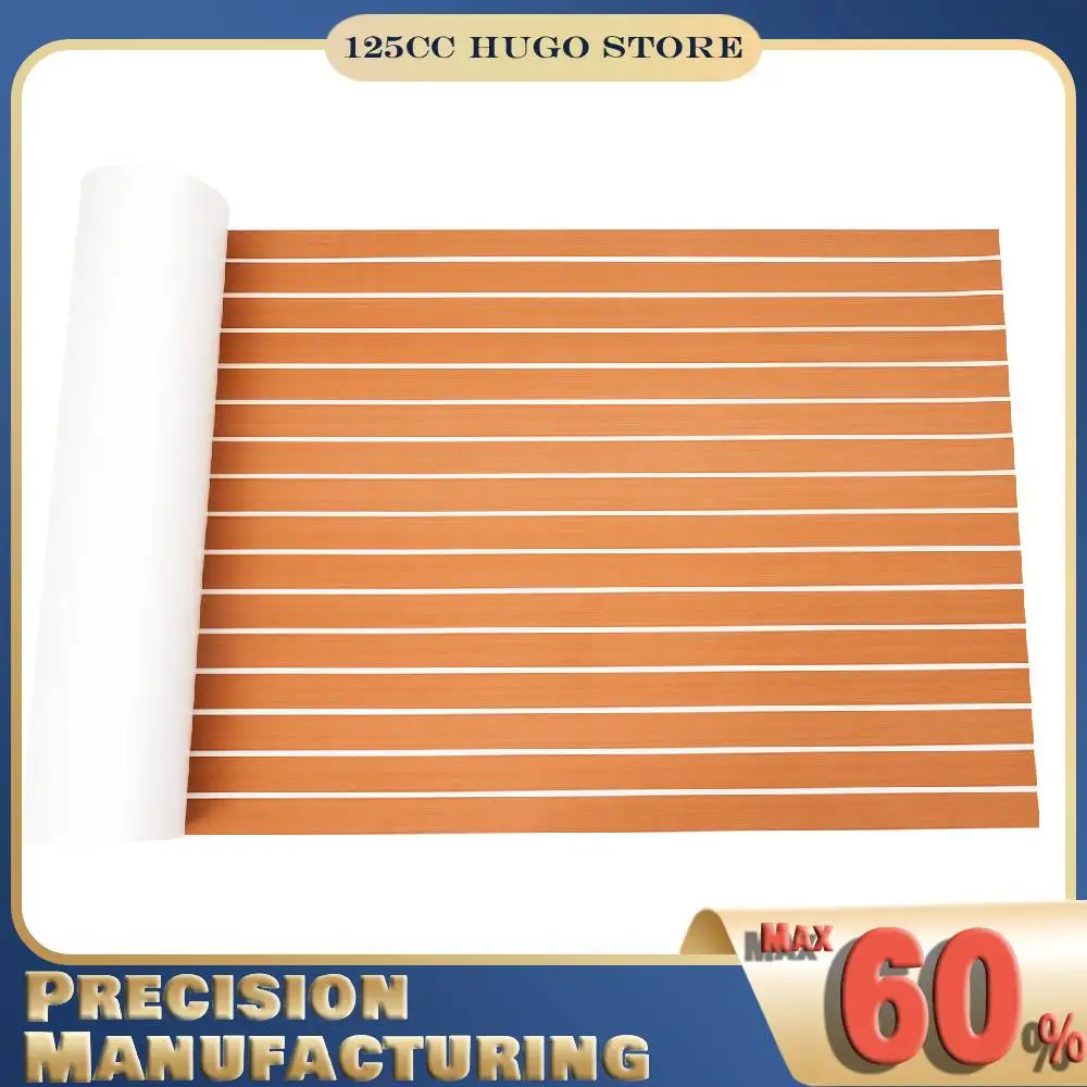 

RV Flooring Mat 240*90cm Stripe Self-Adhesive Carpet Brown/Grey Slip-retardant EVA Boat Flooring Mat Floor Rug