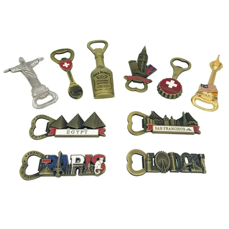 3D Bottle Opener Fridge Magnets England London Swiss Metal Refrigerator Magnets Kitchen Tools