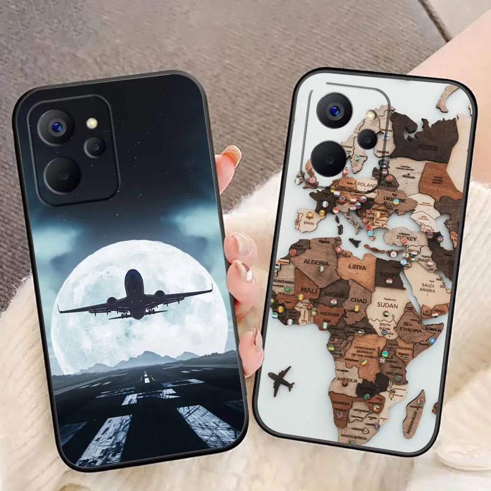 Reisekarte Flugzeug Flugzeug Benutzerdefinierte Foto Handyhülle für OPPO Realme 14 13 12 11 10 9I 8 8I 7 7I 6 5I 5S Pro Plus Silikonhülle