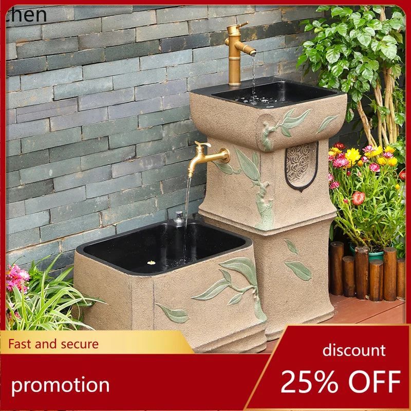 

HT outdoor column Chinese courtyard wash basin Integrated outdoor mop pool Balcony wash basin