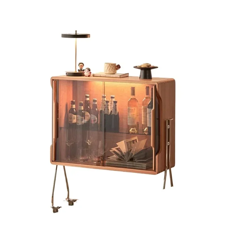 Solid wood removable wine cabin et light luxu y di ning side cabin et li ving r oom lock r cherry wo od stor age