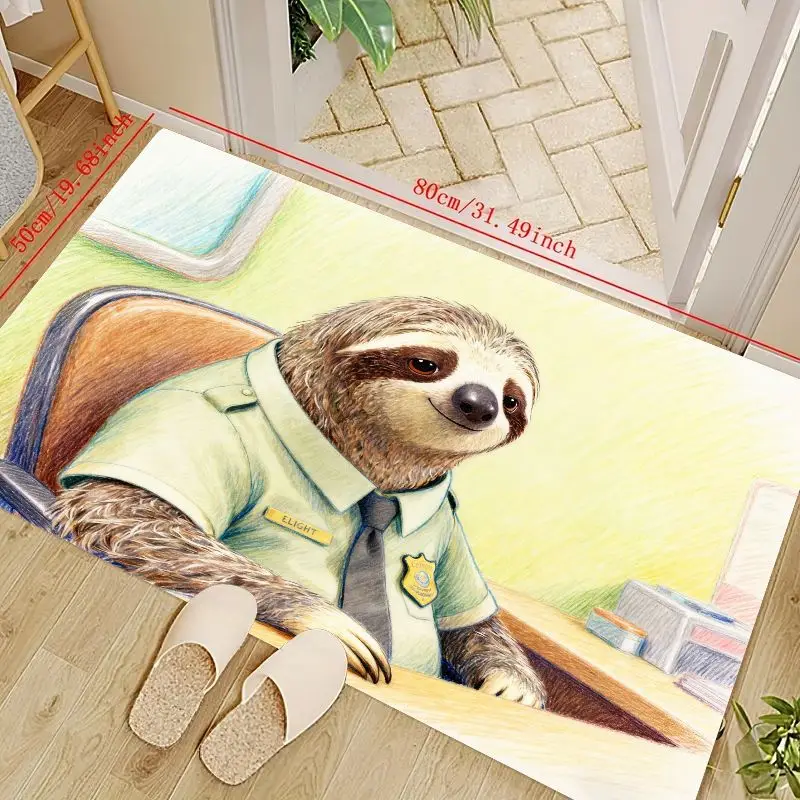 

1PC Zootopia Flash Sloth Officer Cartoon Floor Mat, Cute Animal Non-Slip Absorbent Area Rug for Living Room Bedroom Bathroom Kid