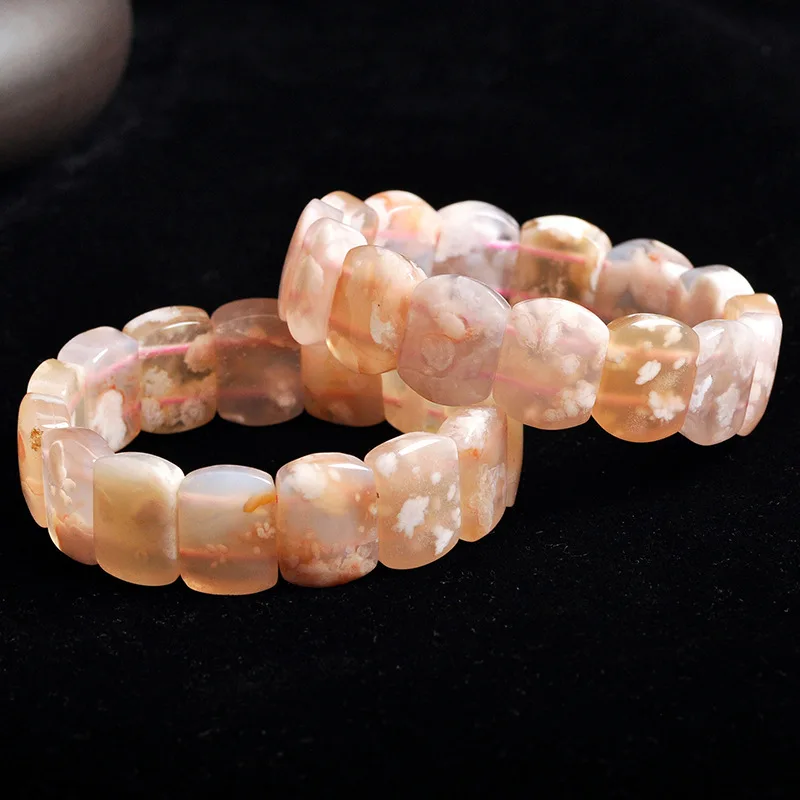 

Natural Cherry Agate Gemstone Woman Beads Bracelet Stretch 18*13mm Crystal Rectangle Bead Bangle AgateBracelet AAAAAA