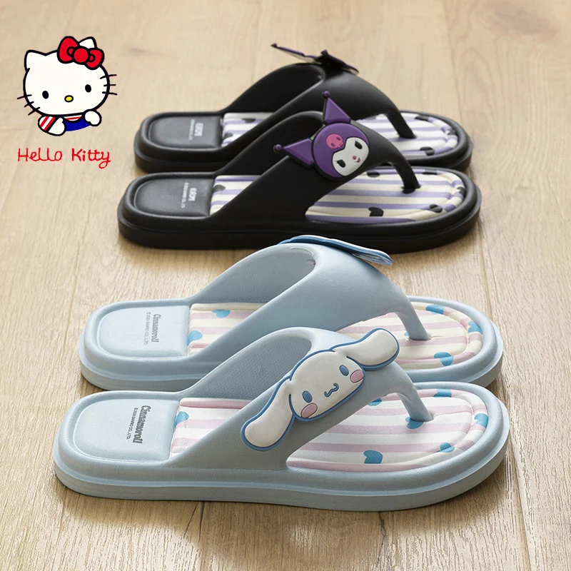 Hello Kitty gruba podeszwa w jodełkę Drag Kawaii Kuromi melodia Y2K wygodna wszechstronna buty na plażę chłodna letnia codzienna kapcie domowe