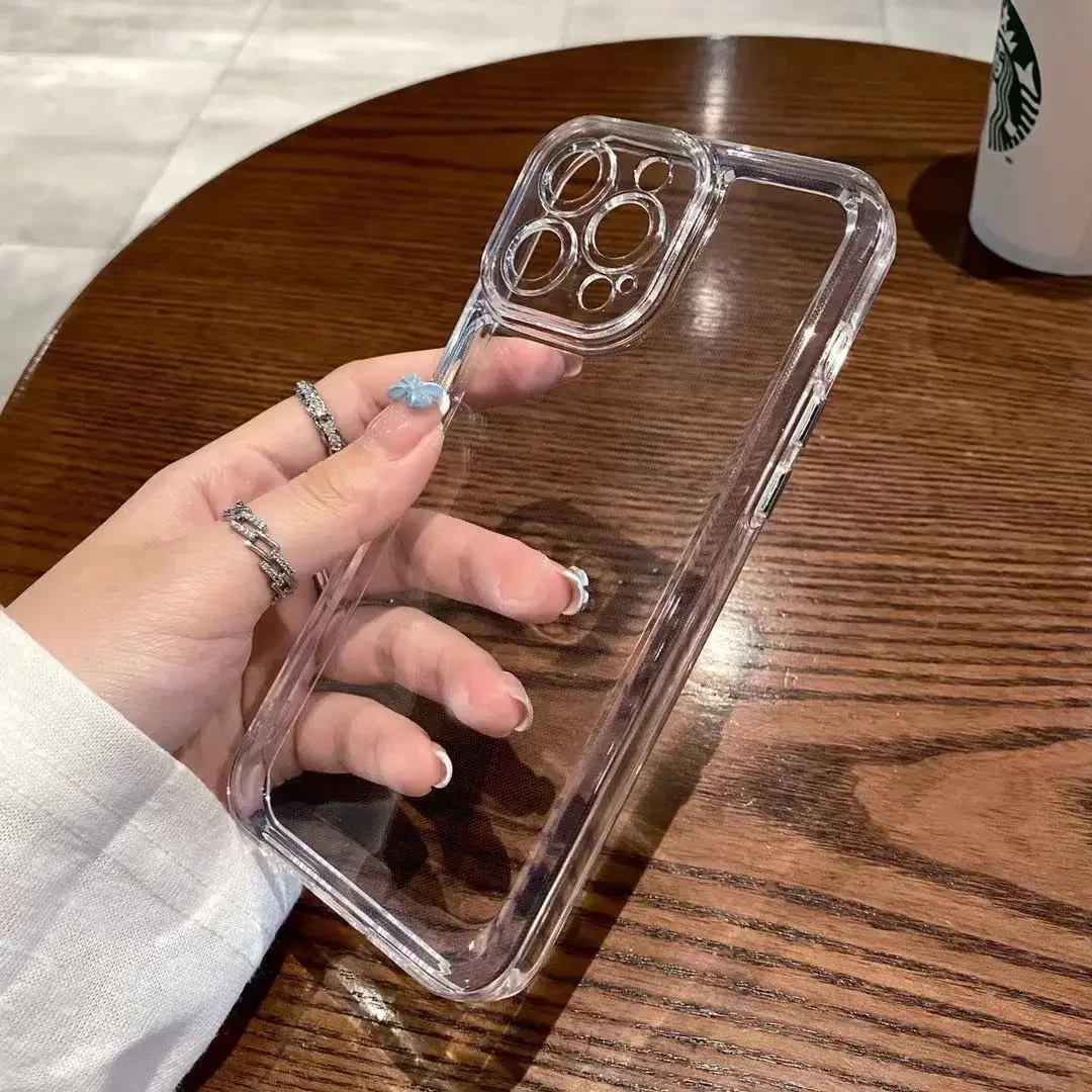 กันกระแทกโปร่งใสแฟชั่นคู่เคสโทรศัพท์เหมาะสําหรับiPhone 15 14 13 12 11ProMax X XR XS 6S 7 8 Plusปกแข็ง