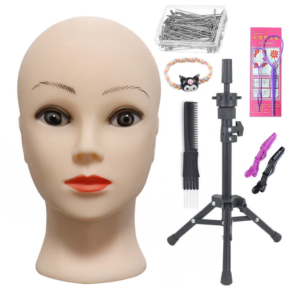 Mannequin Head With Tripod For Making Wig Hat Glasses Mask Display Cosmetology Manikin Head For Makeup Practice Wig Install Kit