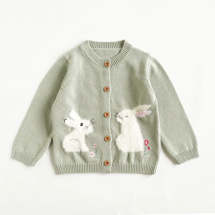 Darcoo Baby Girls Knitted Cadigan Children Autumn Winter Cute Bunny Jumper Kids Coat Clothes 2-6Y