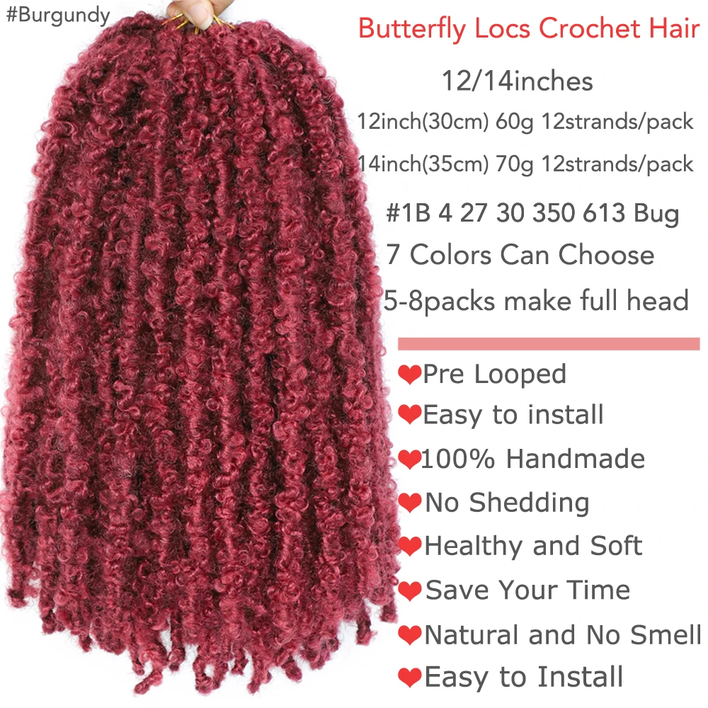 Short Butterfly Locs Crochet Hair Braids 14 12inch Pre looped Boho Goddess Butterfly Faux Locs Crochets Braids Hair Fausses Lok