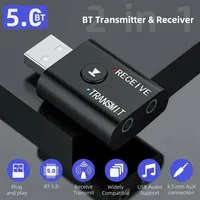 USB 5.0 Bluetooth Audio Receiver Transmitter Adapter AUX 3.5mm Audio 2 IN 1 Wireless Transmitter TR6 For Home Car Music System