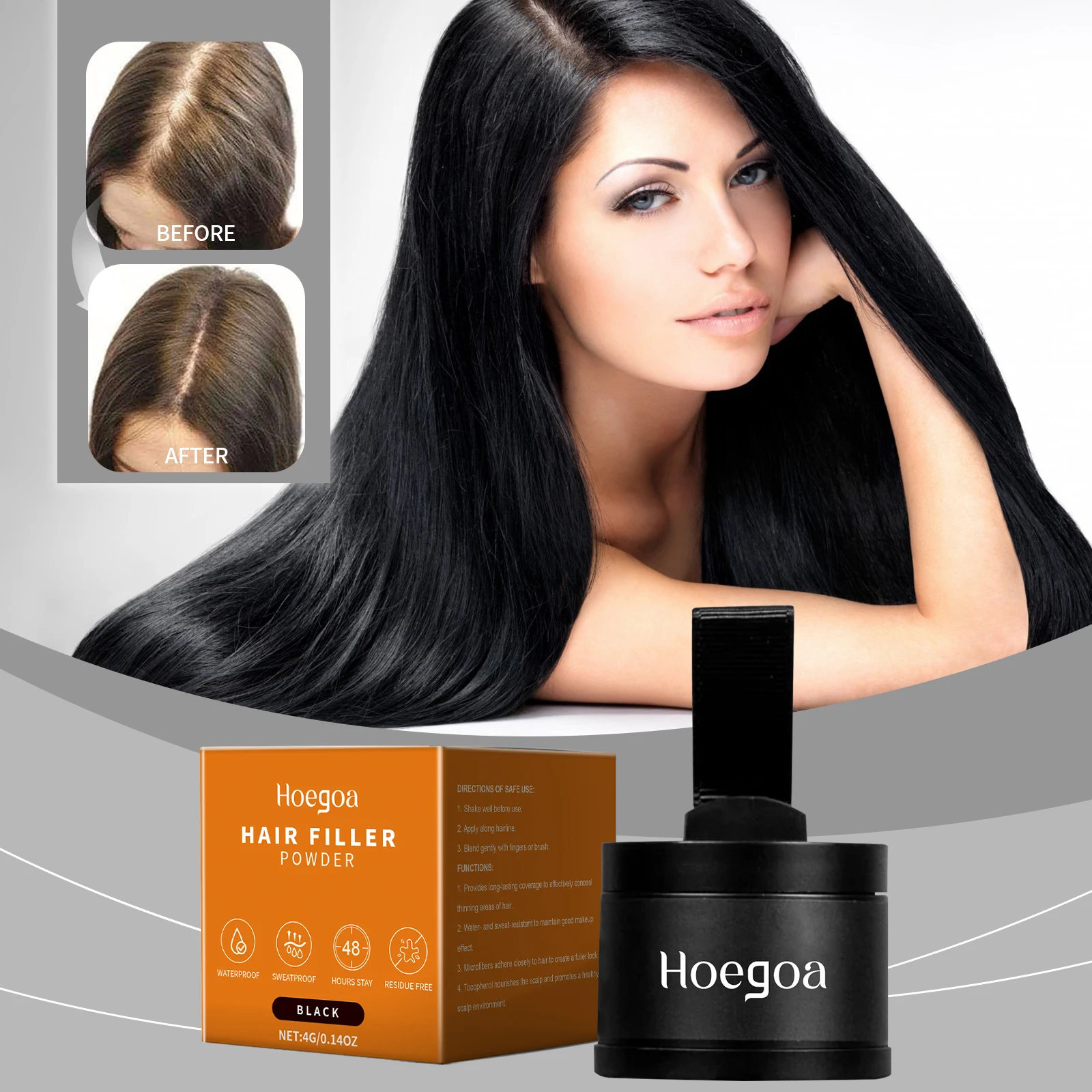 Black/Brown Hairline Fluffy Powder Repair Volume Powder Shadow Powder Hair Concealer Coverage Fill Forehead Hairline Hair Beauty
