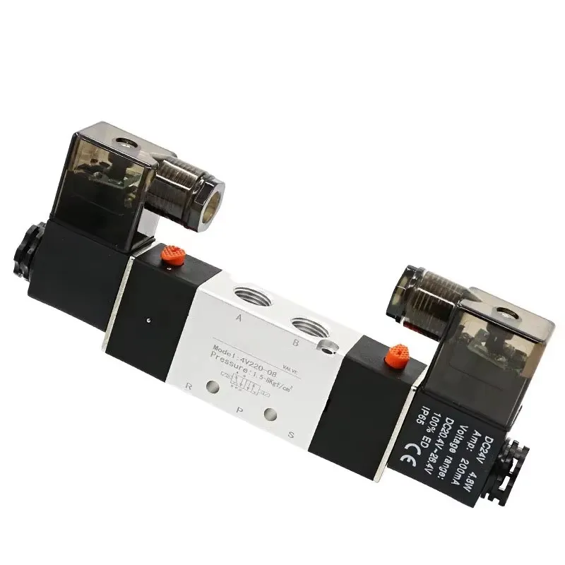 High Quality Solenoid Valve 220V Pneumatic 4V220-08 Air 5 way 2 Position 1/4" Coil Alloy Internal DC 12V DC 24V AC110V