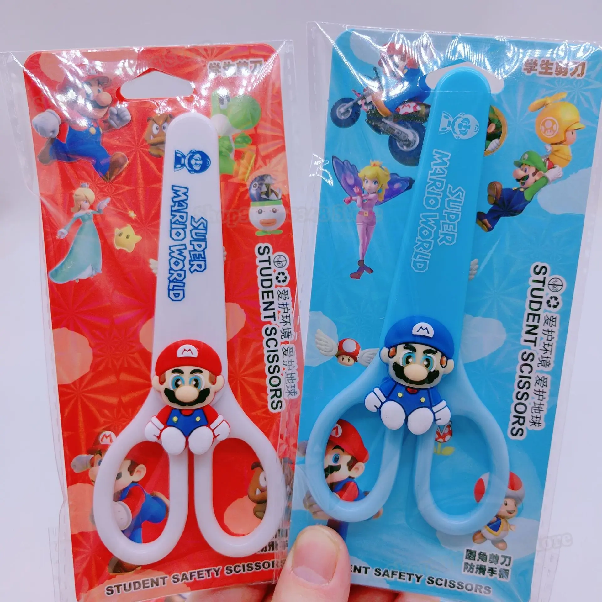 Super Marios Bros Stainless Steel Scissors Cartoon Art Tool Silicone Paper Knife Crafting DIY School Supplies Student Stationery