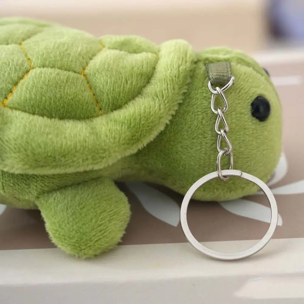 Fashione PP Cotton Green Turtle Keychain Animal Cotton Turtle Pendant 10cm Soft Green Key Ring Jewelry