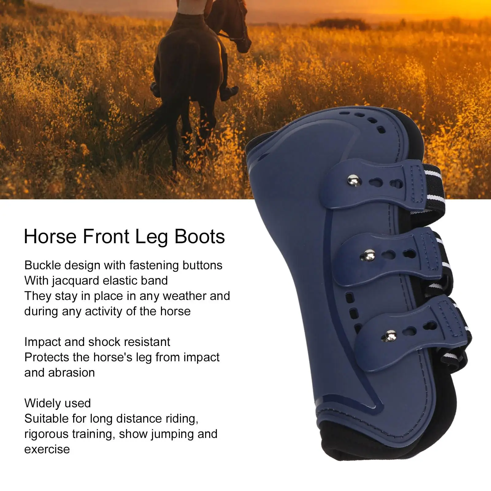 Botas de pierna delantera de caballo, absorción de impactos y Protector ligero para entrenamiento de salto, 1 par