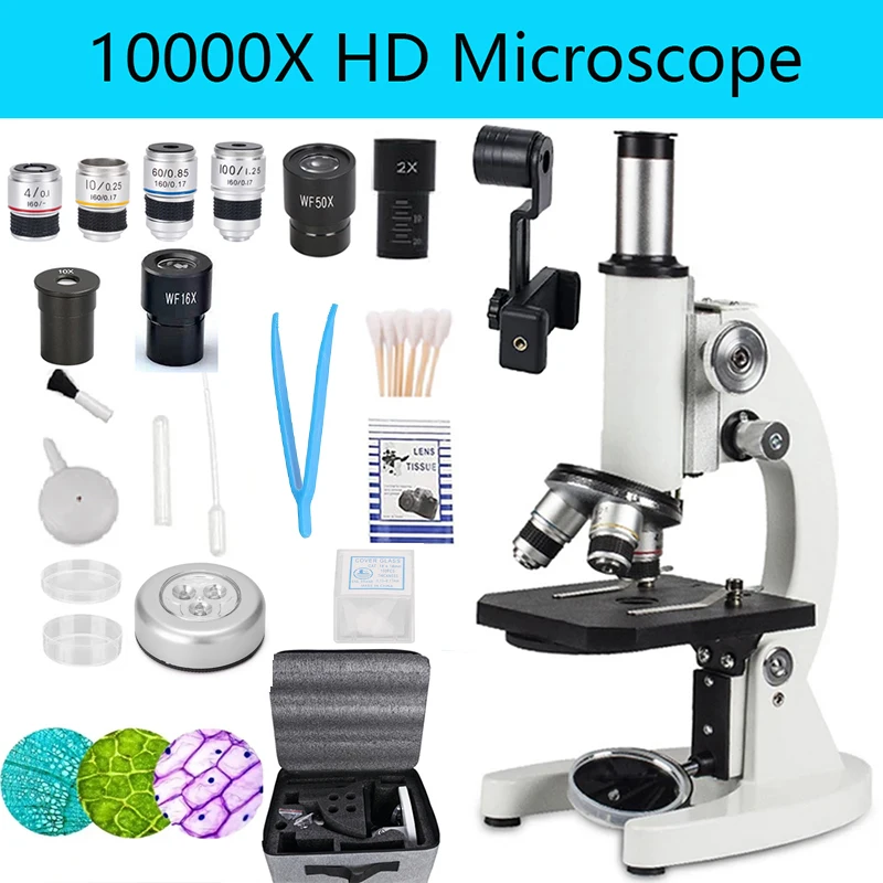 40X-10000X Monocular Optical Biological Microscope Middle School Children Science Experiment Teaching Biology Sperm Microscope